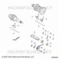 DRIVE TRAIN, SHIFT GABELN AND DRUM