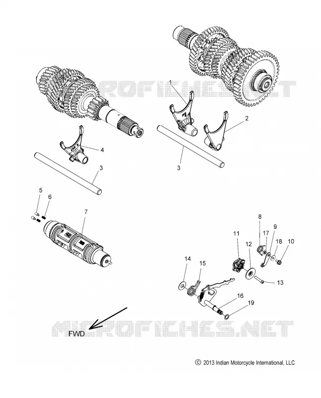 DRIVE TRAIN, SHIFT GABELN AND DRUM